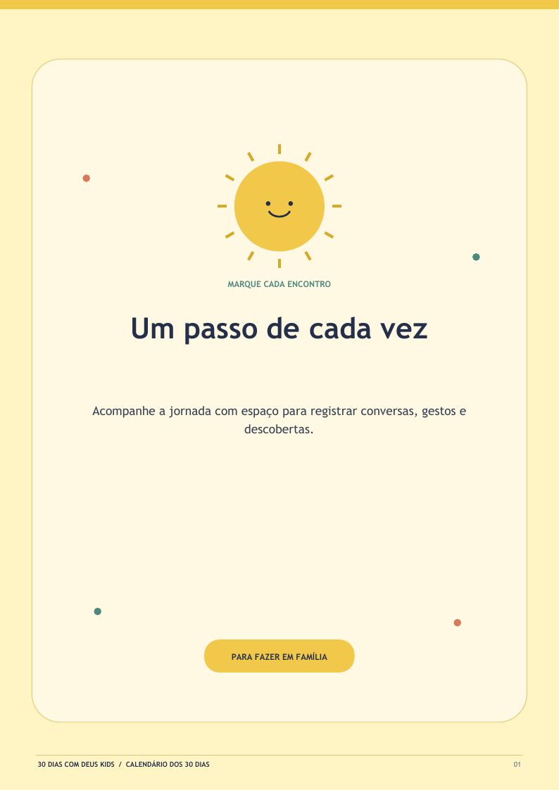 Capa amarela do calendário de 30 dias