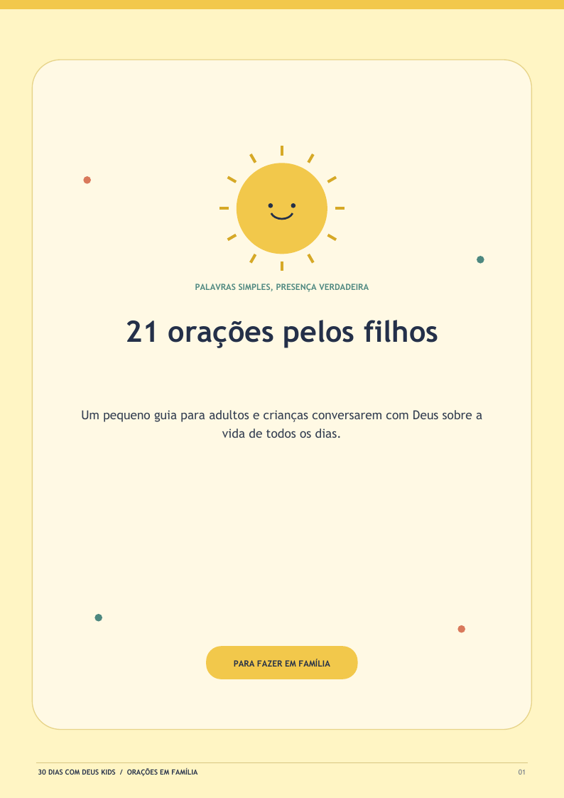 Capa amarela do guia de 21 orações